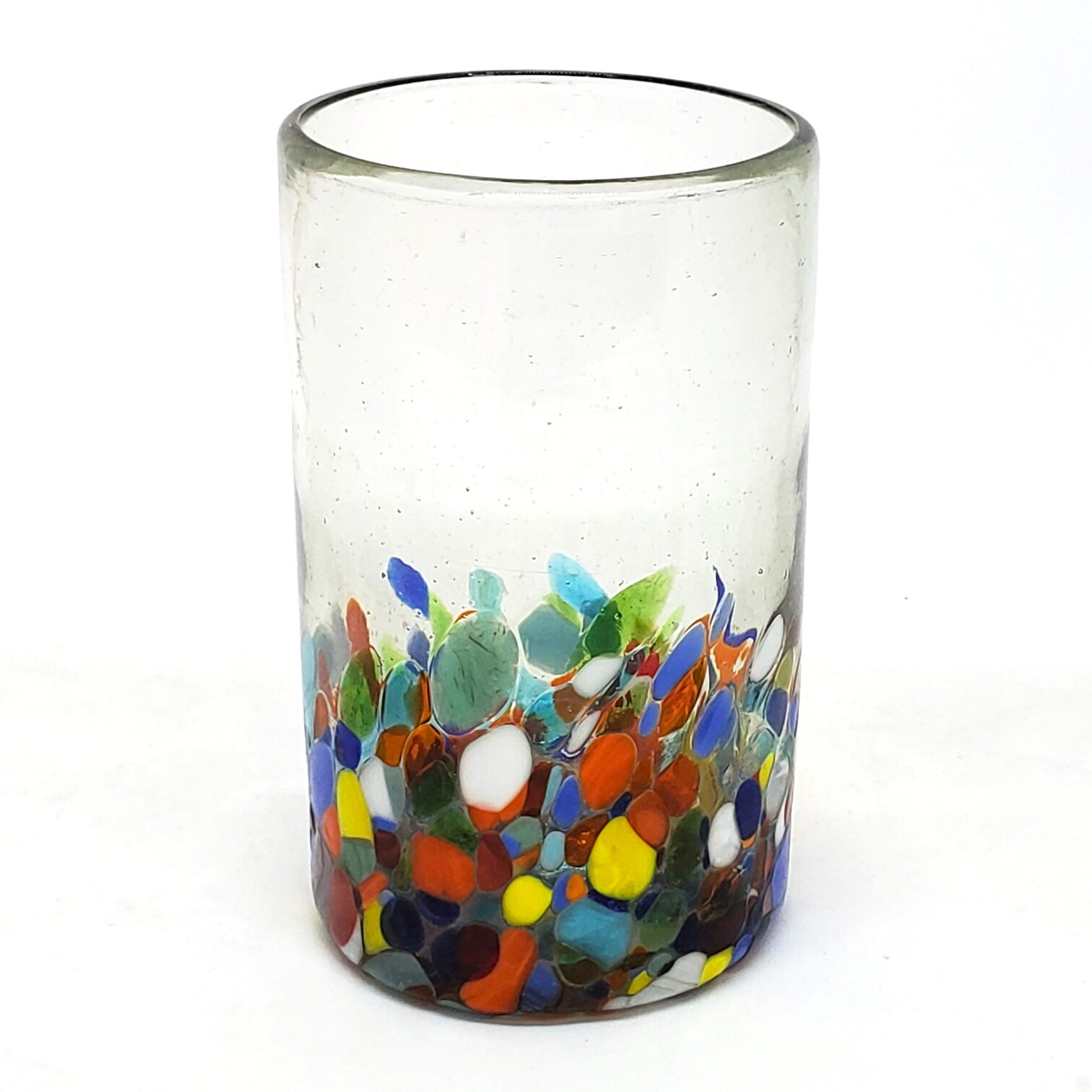 VIDRIO SOPLADO / vasos grandes 'Cristal & Confeti', 14 oz, Vidrio Reciclado, Libre de Plomo y Toxinas